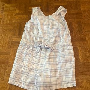 Blue and white striped romper